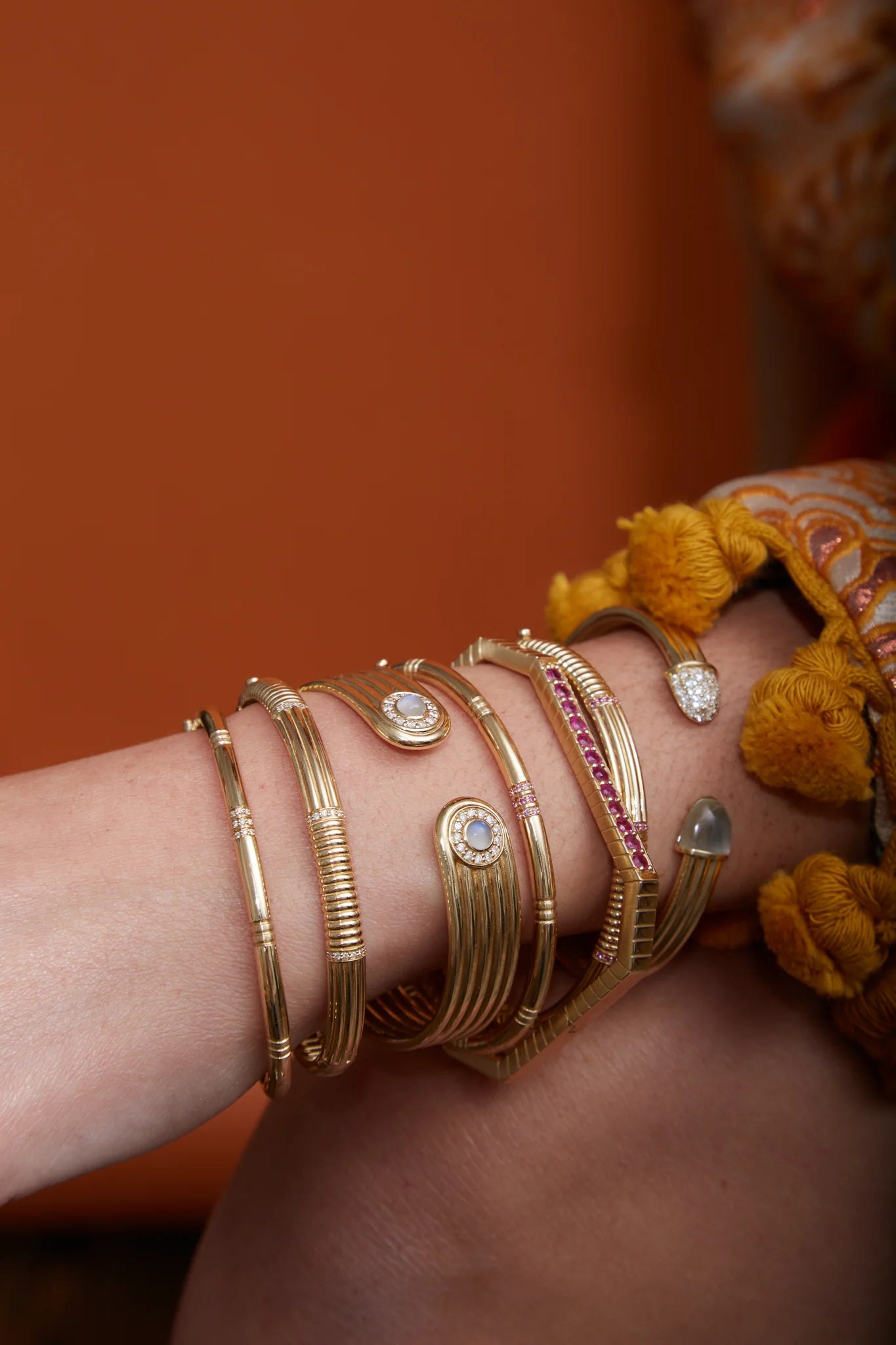 Found Ribbed Bangle Bracelet - Diamond