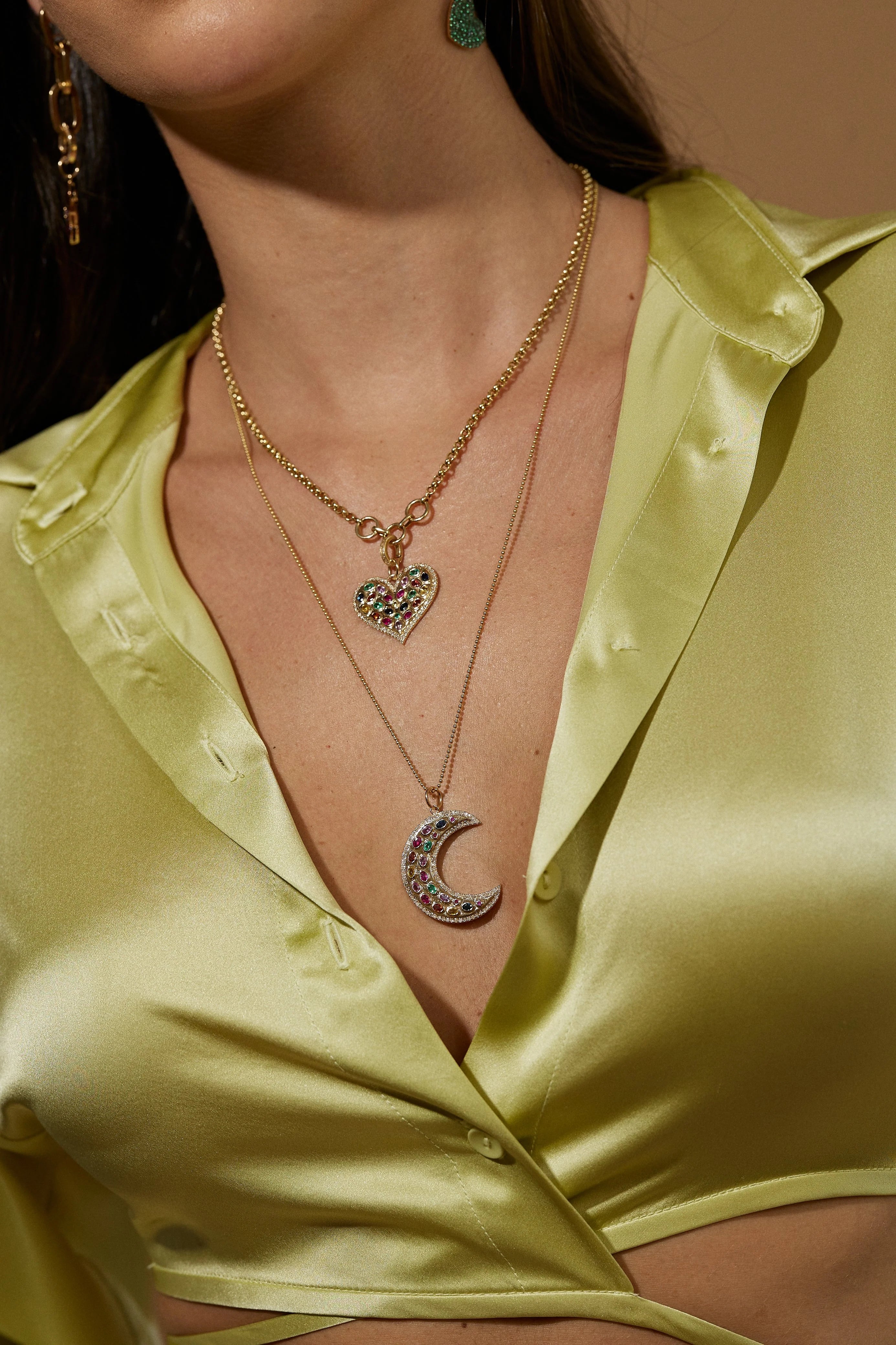 Måneskin Multi Gemstone Moon Charm