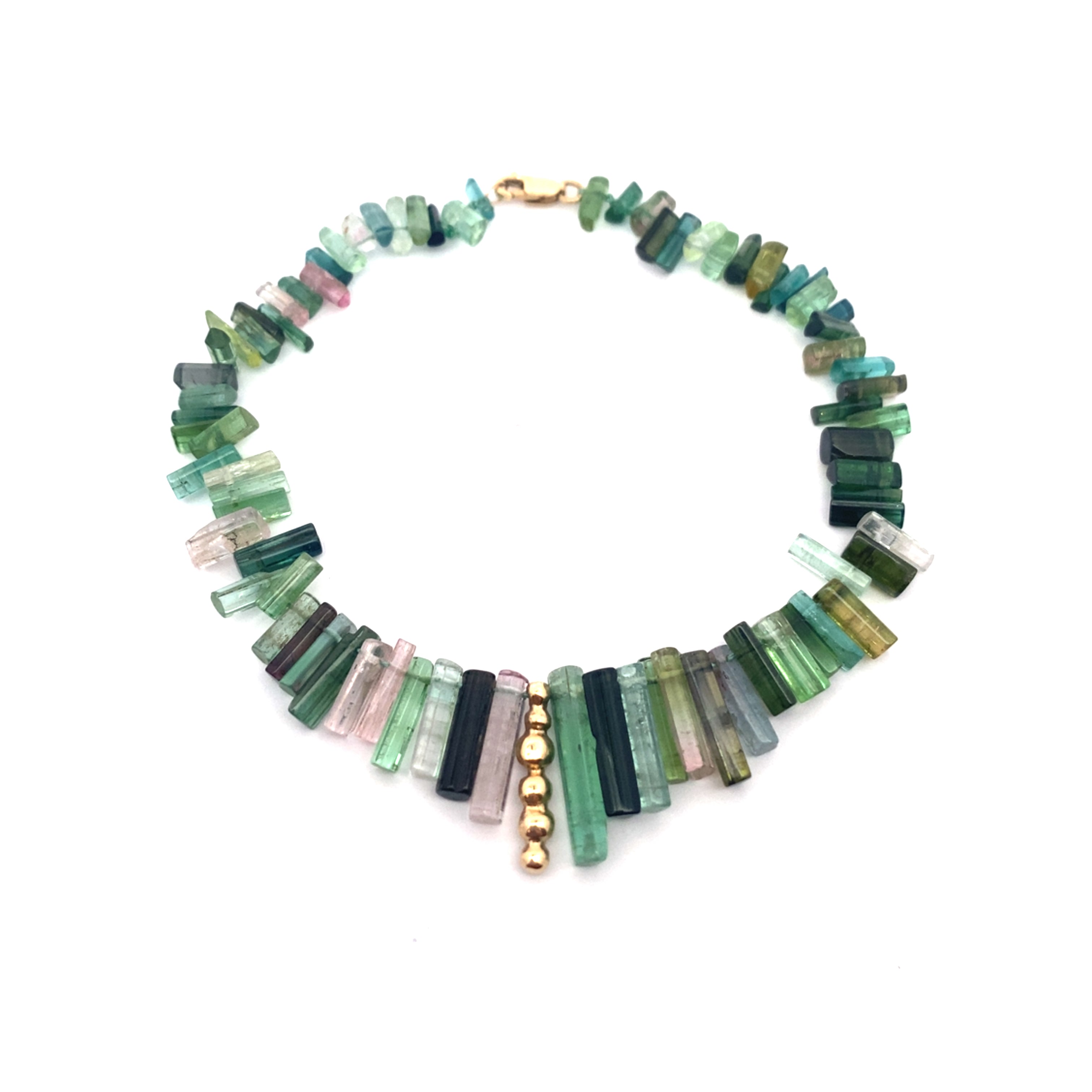 One of a kind tourmaline and diamond stick anklet