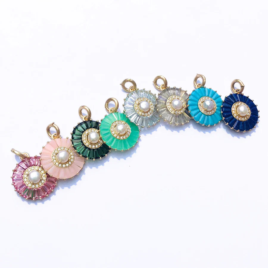 14K Gold Pink Opal Diamond & Pearl Emily Charm