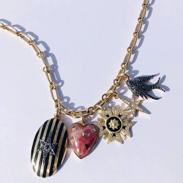 14K Gold & Black Diamond Birdie Charm