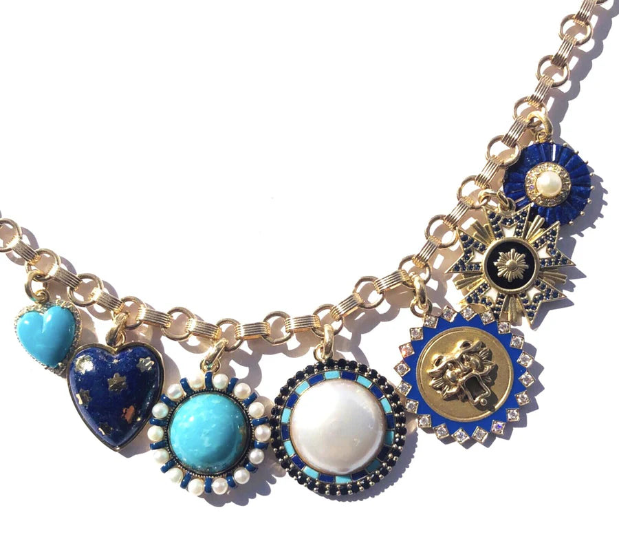 14K Gold Diamond & Turquoise Alana Heart Charm