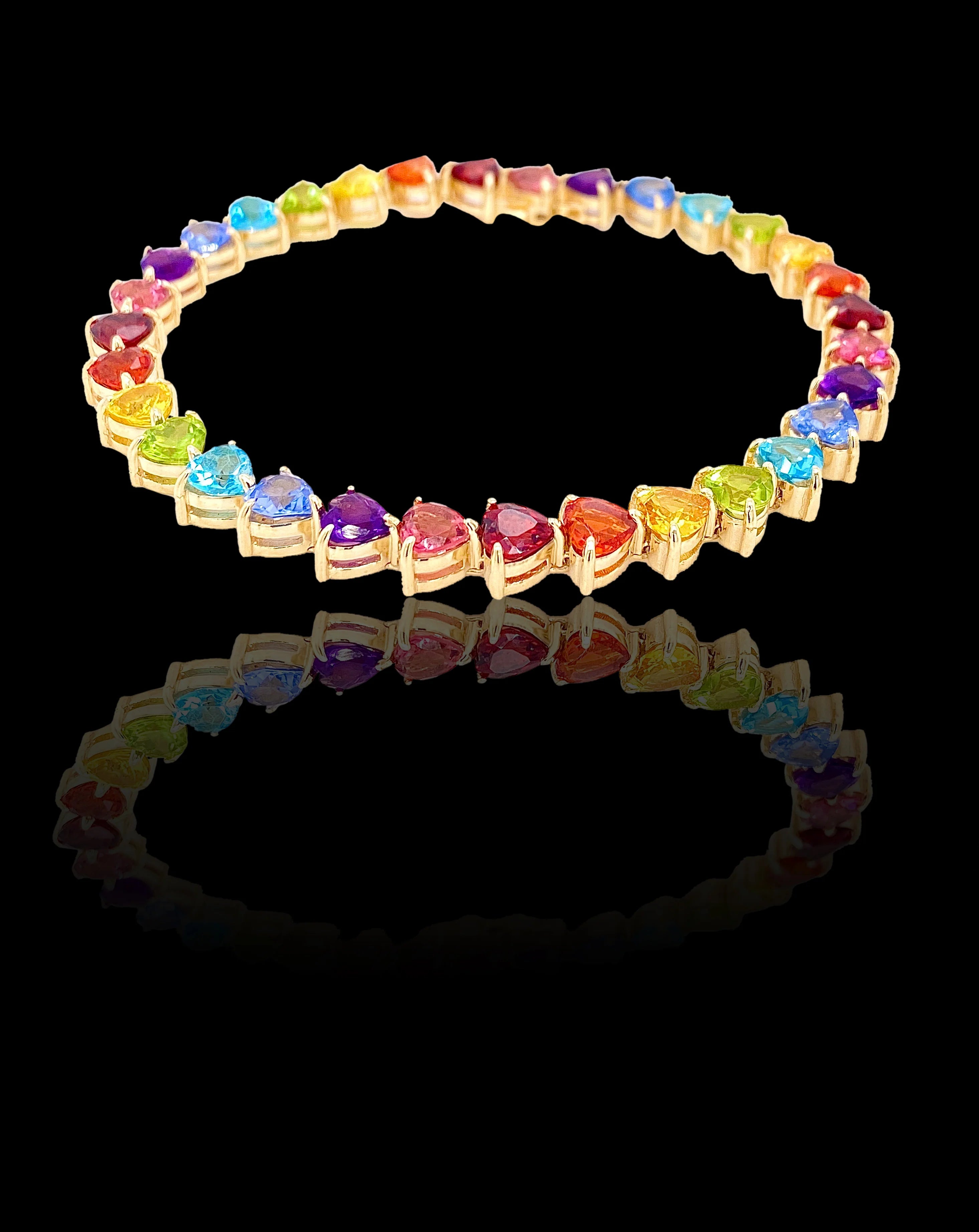 RAINBOW HEARTS TENNIS BRACELET