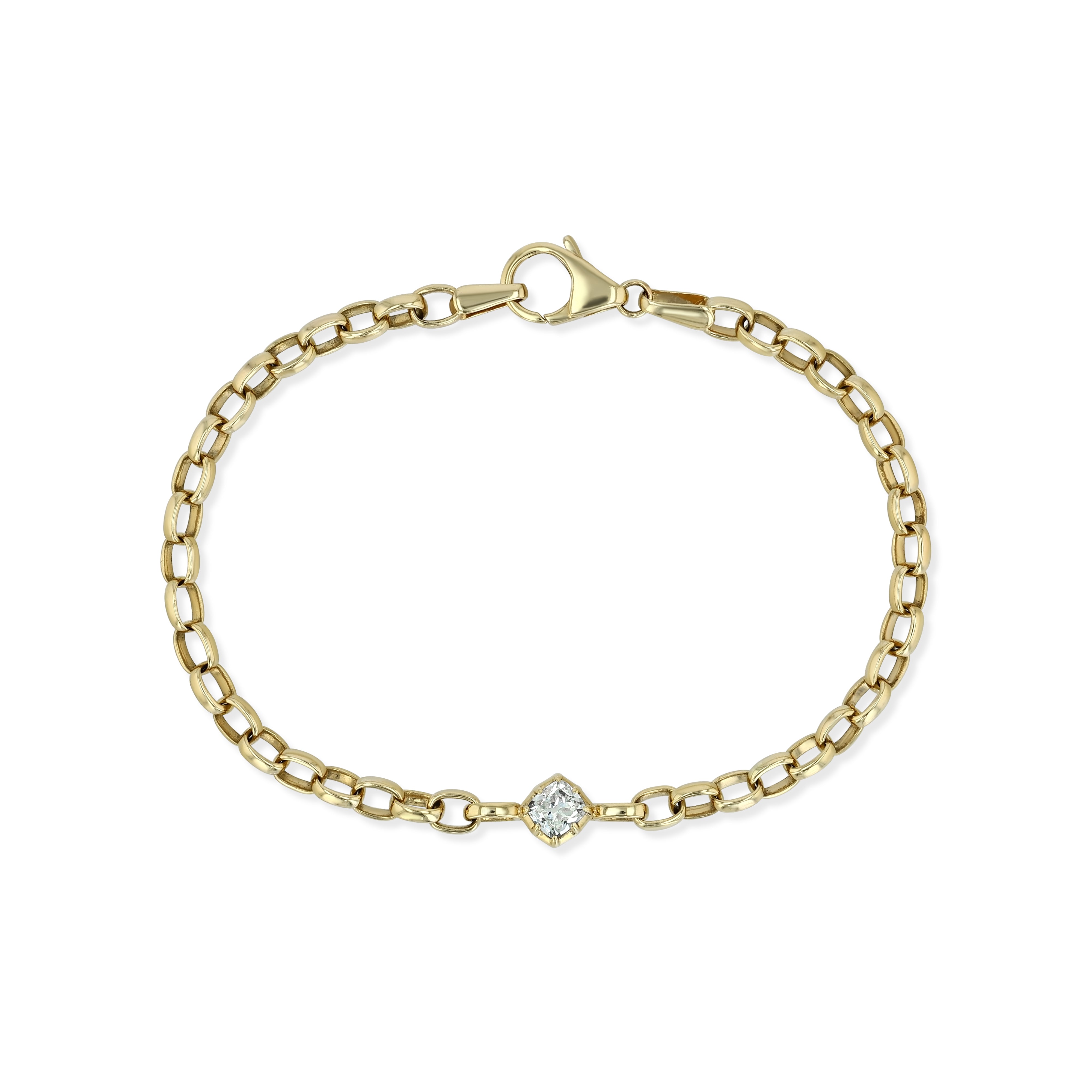 Rolo Chain + Tilted Diamond Bracelet