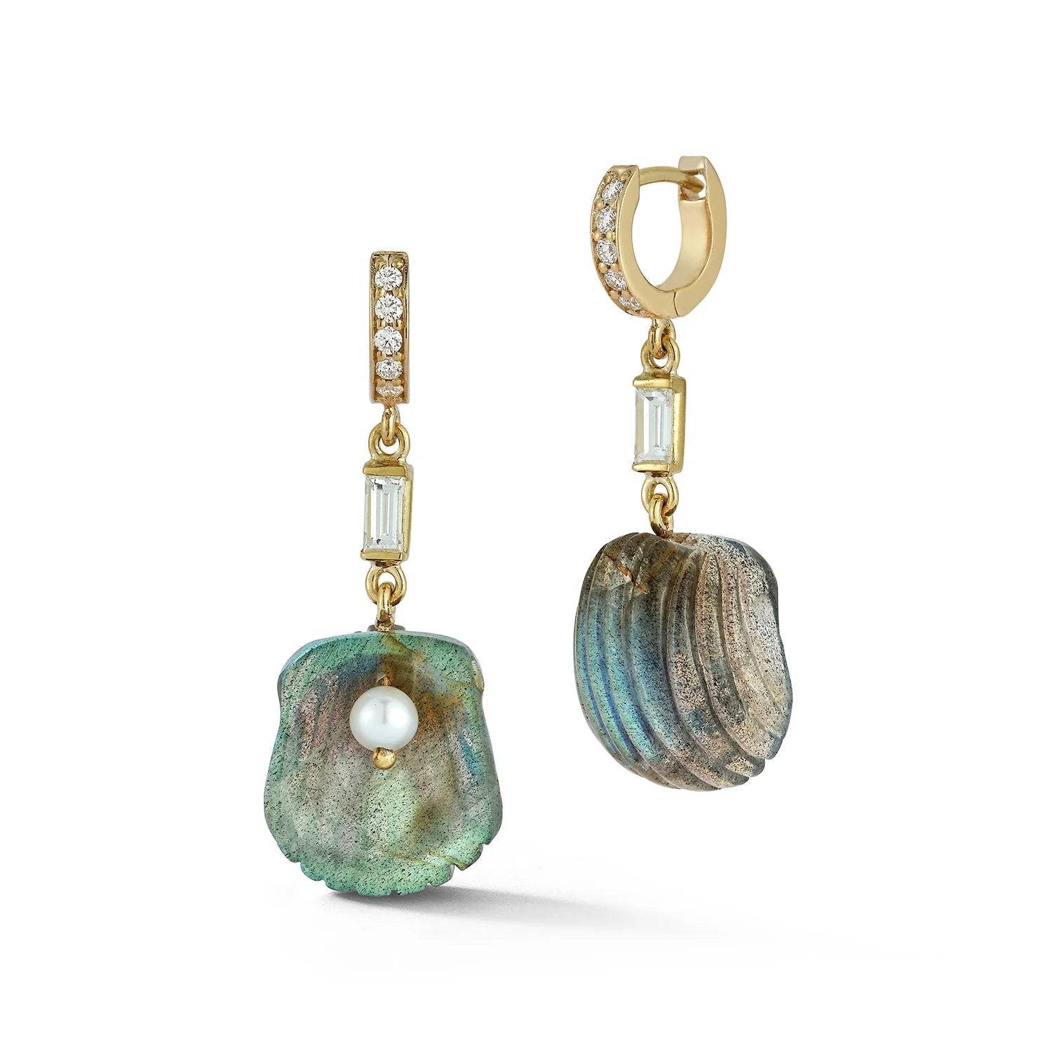 Dream shell Huggies - labradorite