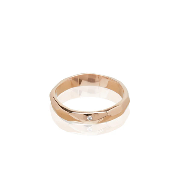 Rose or Yellow Gold & Triple Diamond Ring