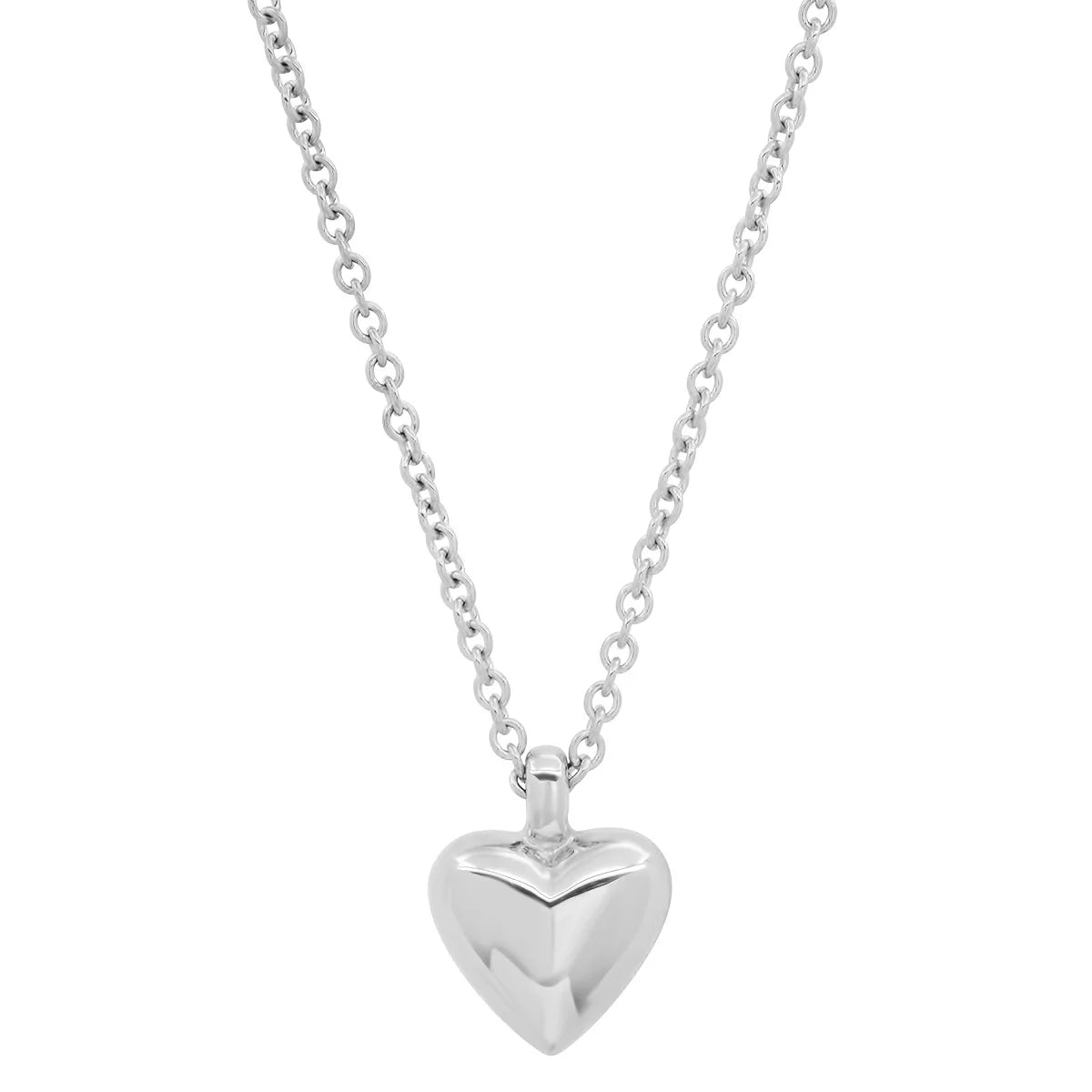 Mini Diamond and Gold Puffy Heart Necklace