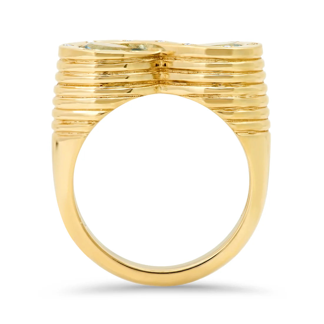 14K Yellow Gold Aquamarine and Diamond Infinity Ring