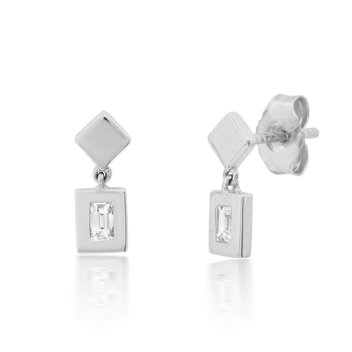 Diamond Bezel Set Drop Studs