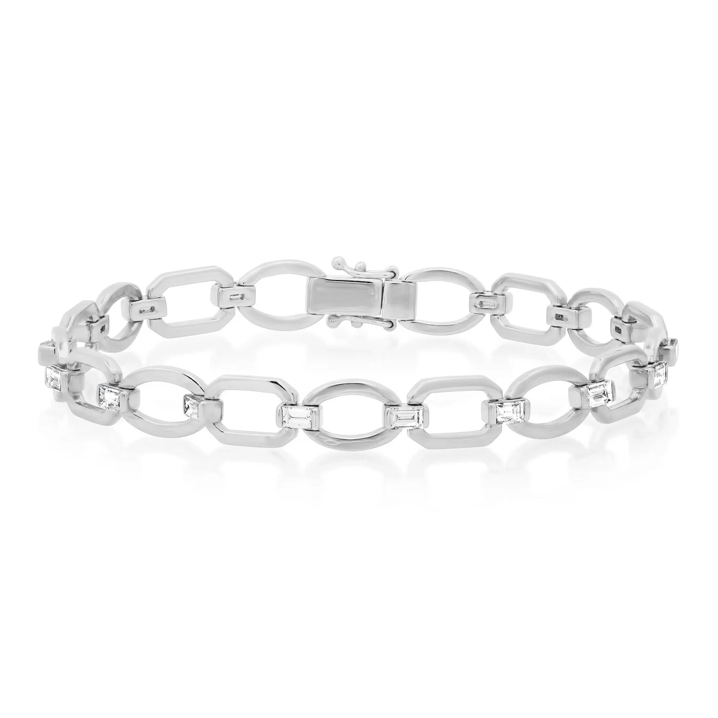 Diamond Baguette Flat Link Bracelet