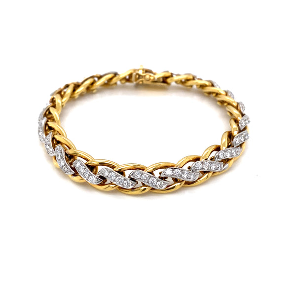 18k yellow and white gold diamond bracelet