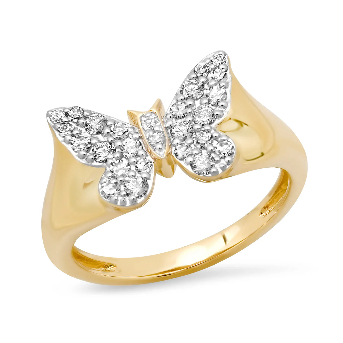 Diamond Butterfly Signet Ring