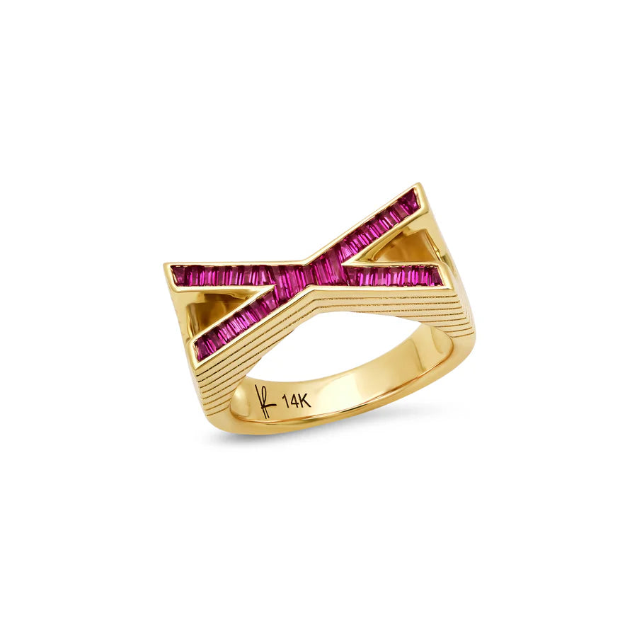 Grandsize Pink Sapphire Encrusted Initial Ring