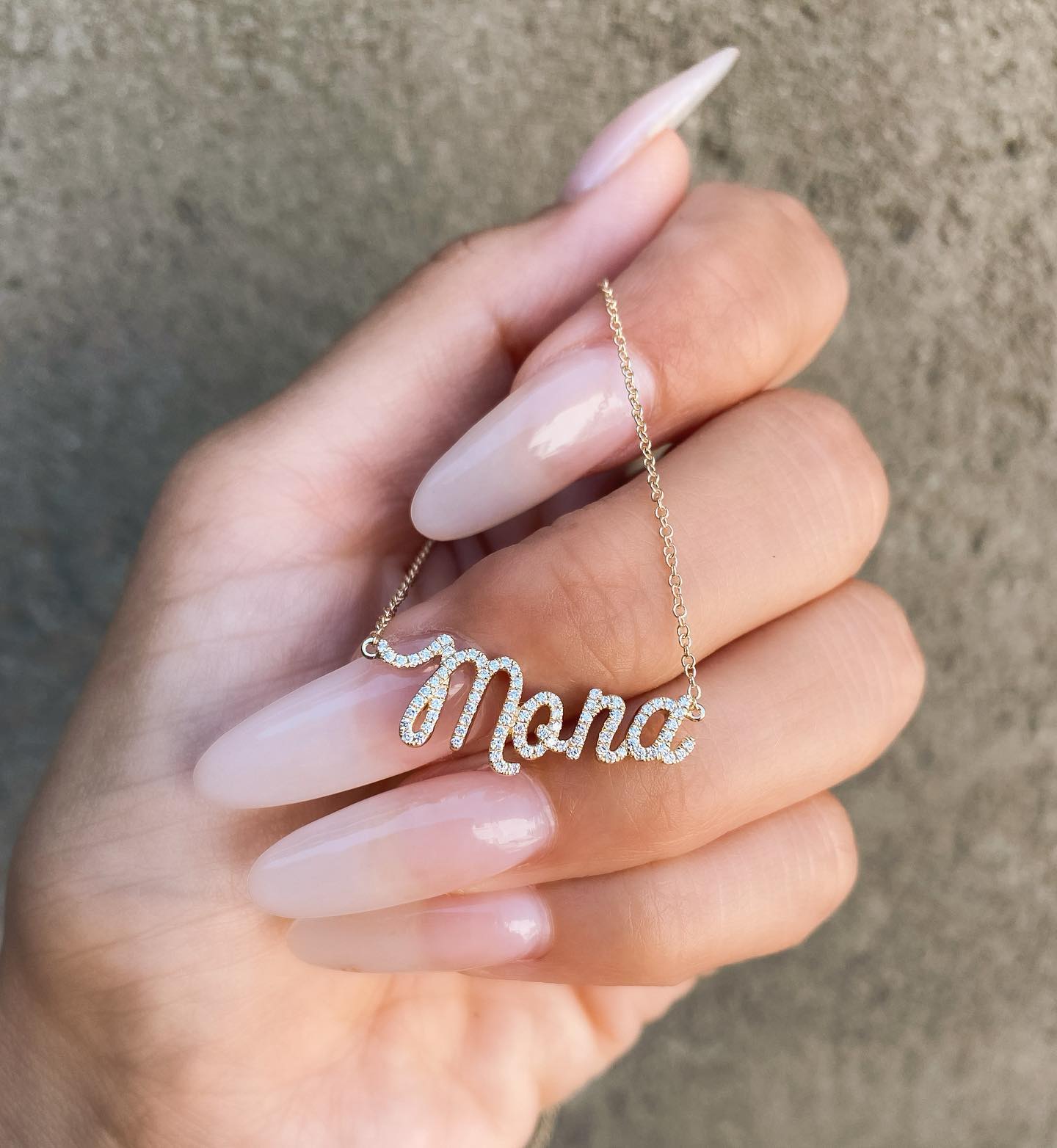 14k Gold Diamond Nameplate Necklace