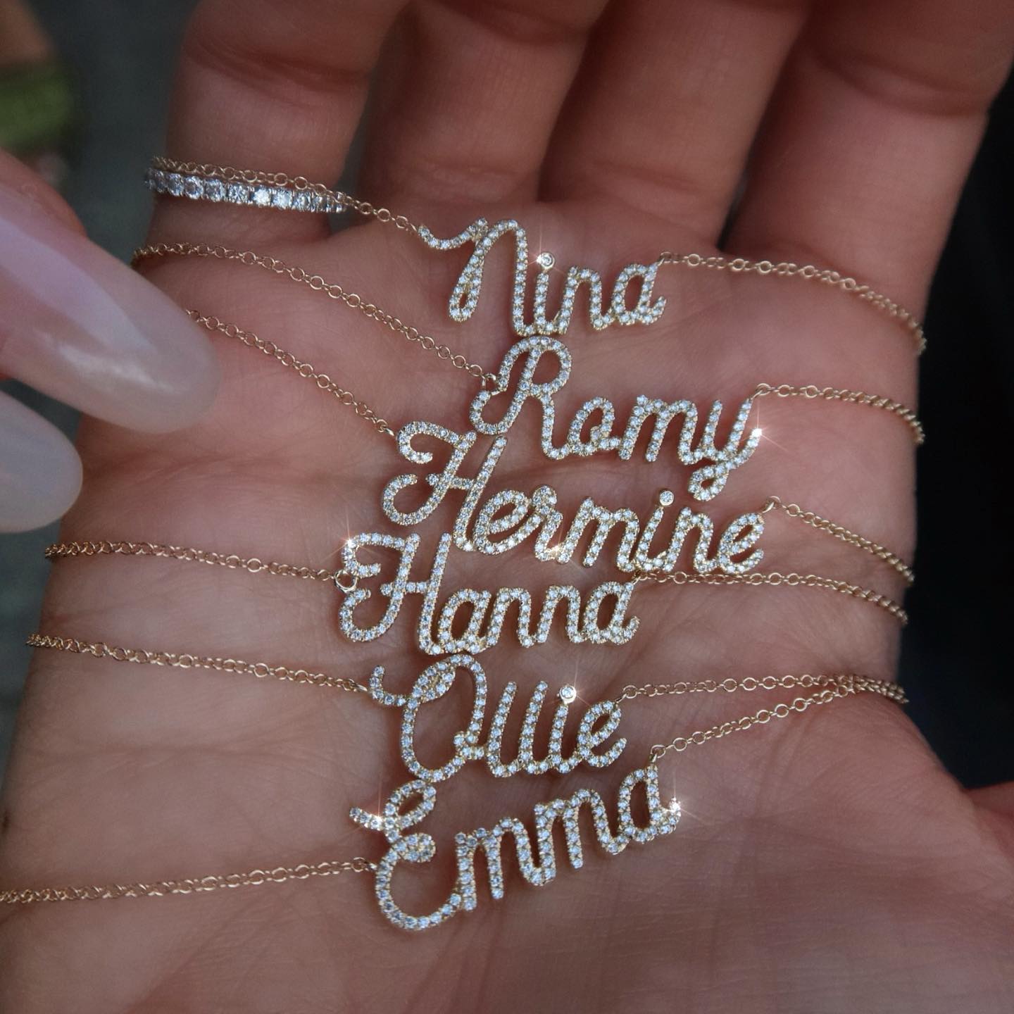 14k Gold Diamond Nameplate Necklace