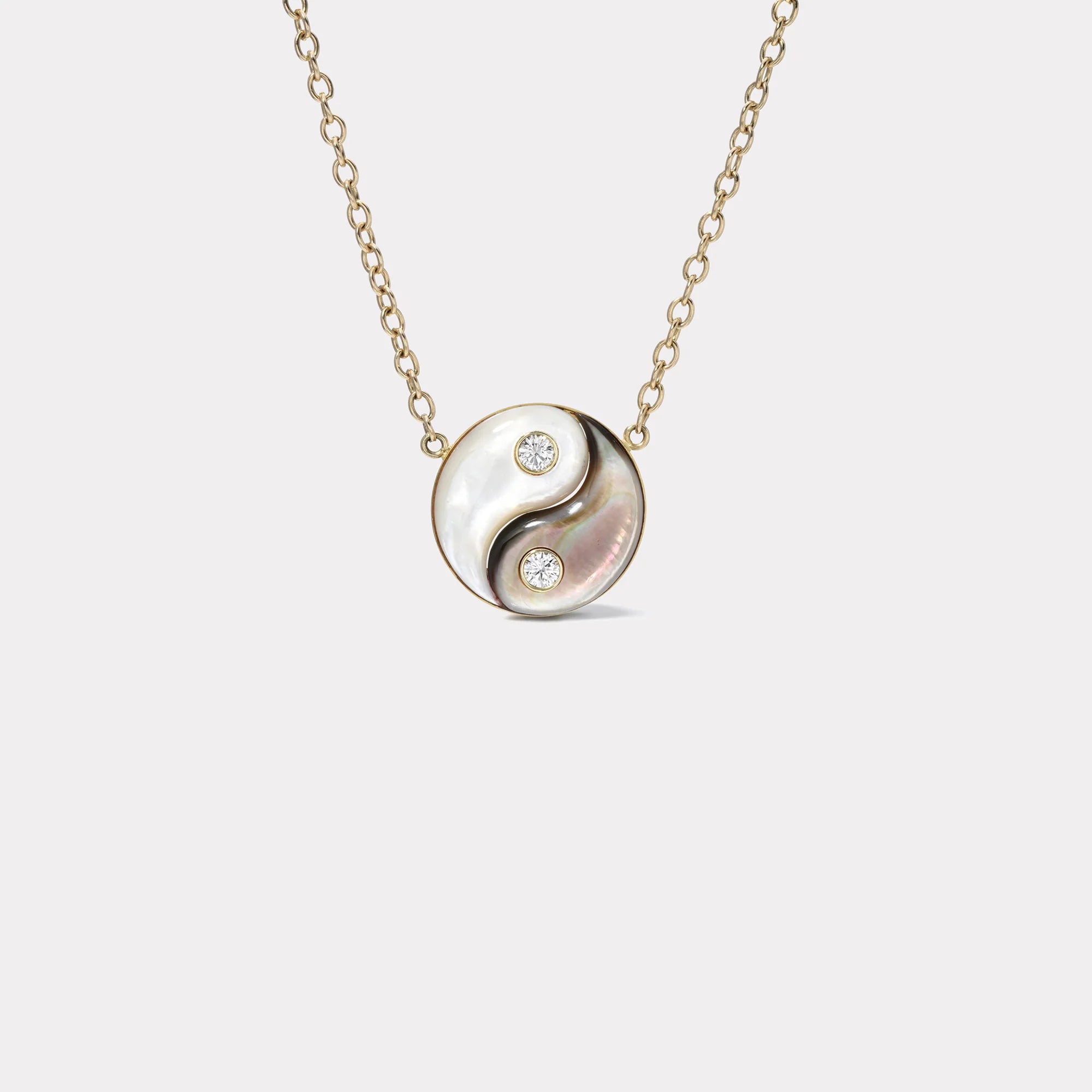 White and Dark Mother of Pearl Medium Yin Yang Pendant