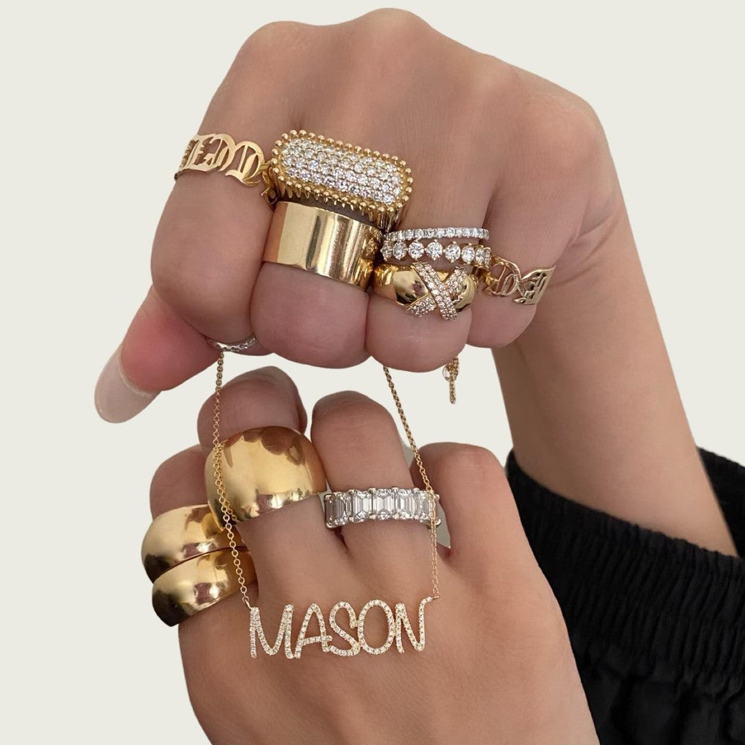 14k Gold Diamond Nameplate Necklace