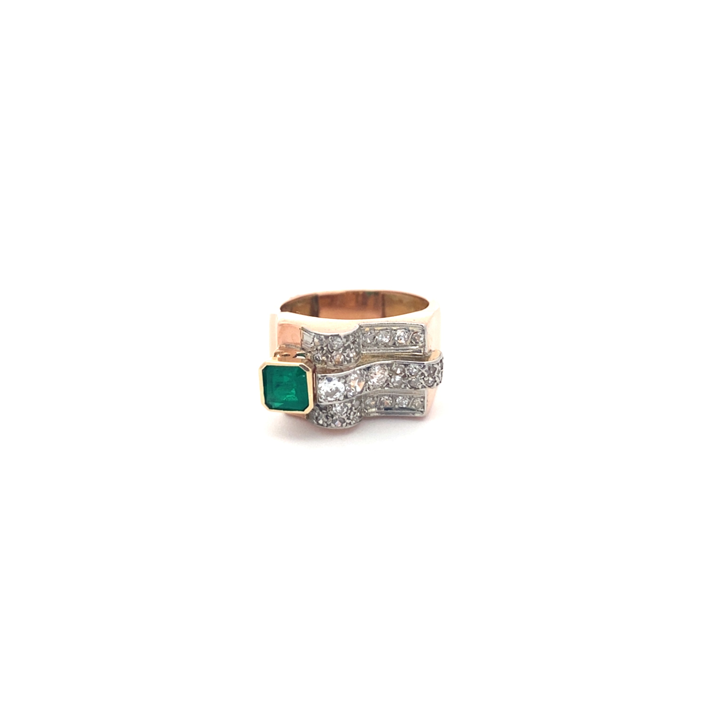 Vintage Retro emerald and diamond ring