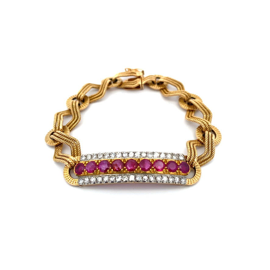 Vintage Ruby and Diamond Bracelet 34G, RUBY1.95CT, DIAMOND 1.75CT