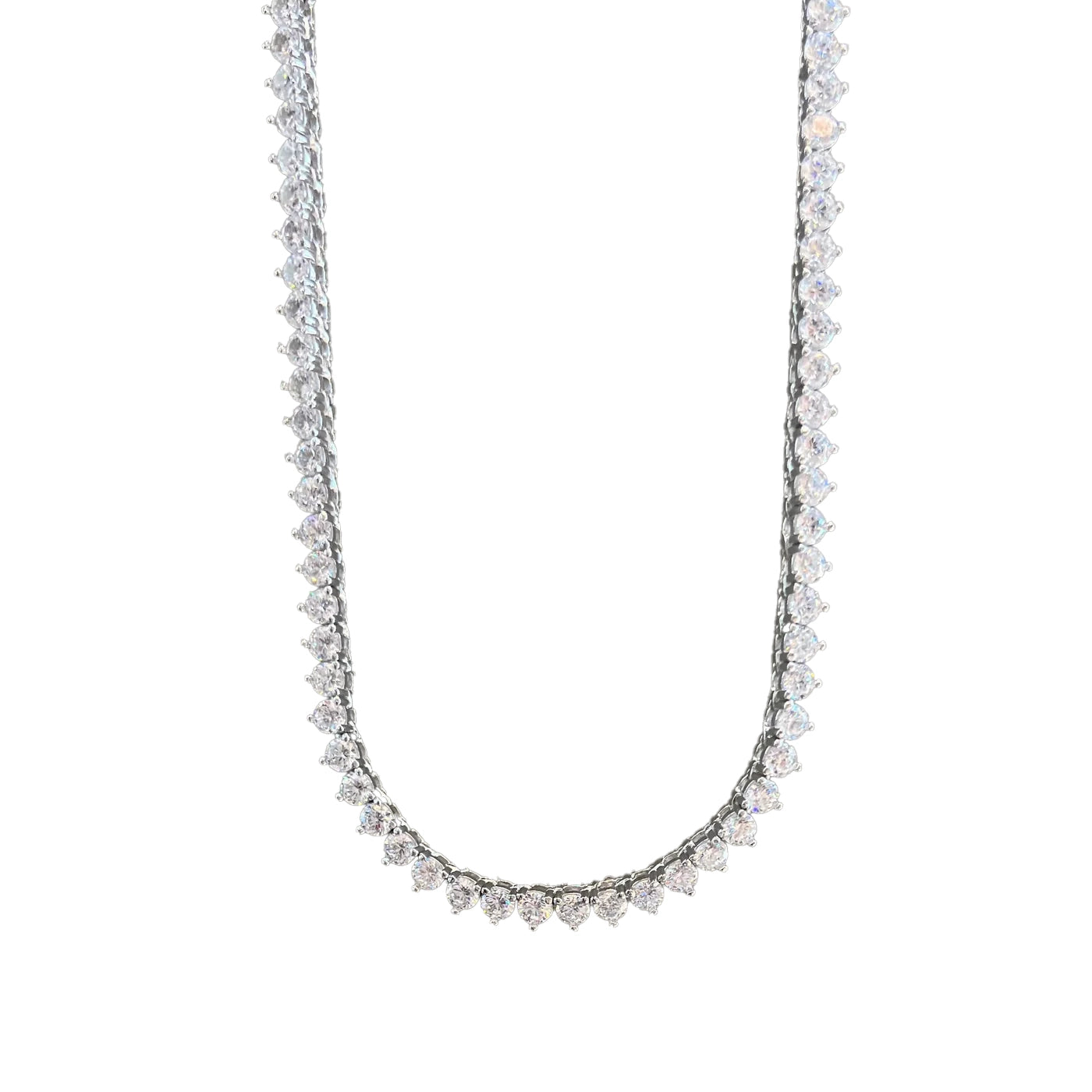 THE "KATE" 3 PRONG 3MM TENNIS NECKLACE