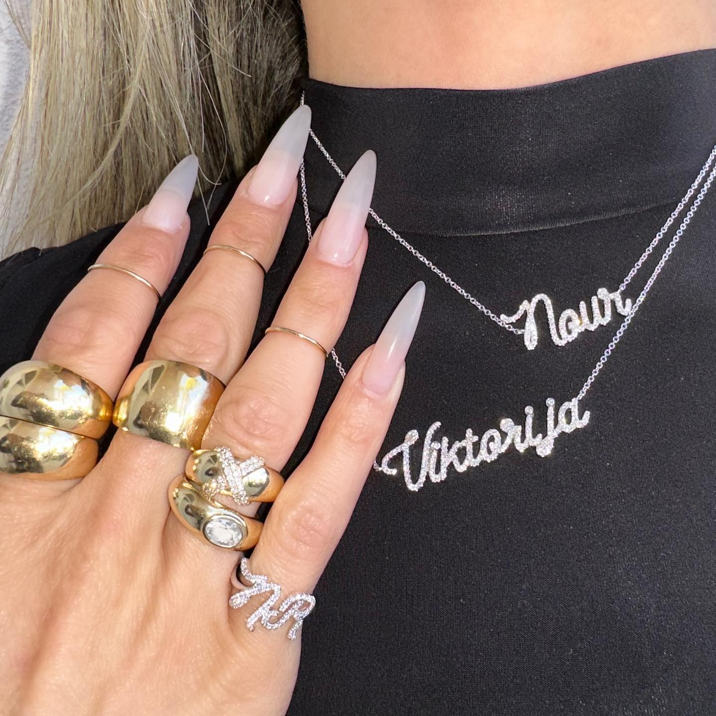 14k Gold Diamond Nameplate Necklace