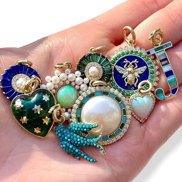 14K Gold & Turquoise Birdie Charm