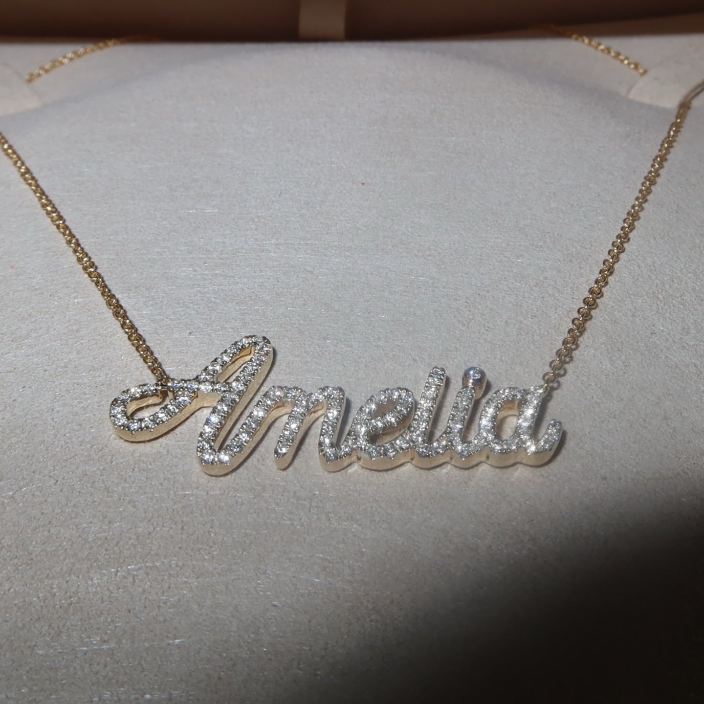 14k Gold Diamond Nameplate Necklace