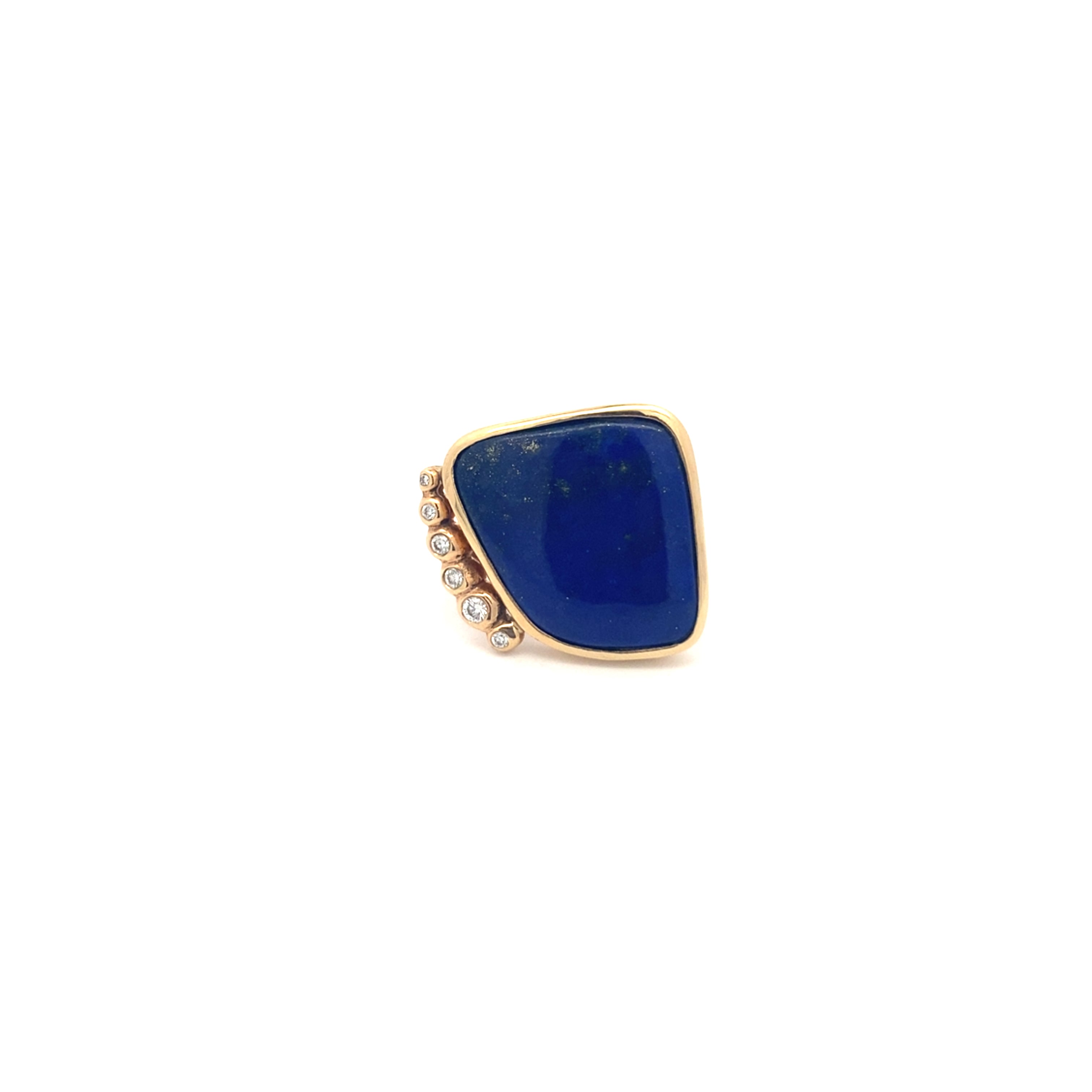 One of a kind lapis and diamond ring
