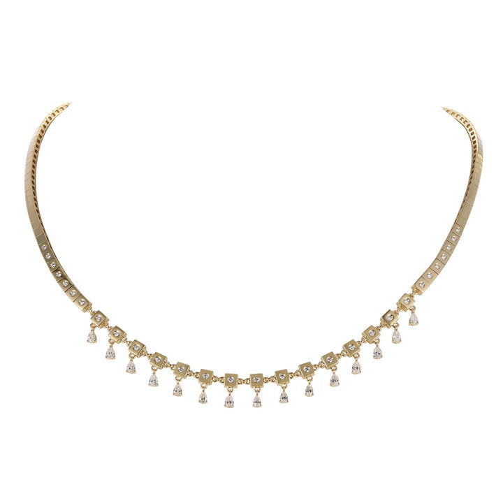 Leggo fringe diamond tennis necklace