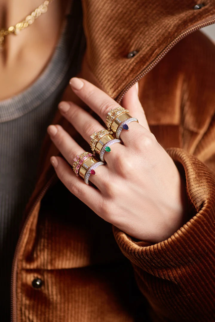 Type Stack Pave Blue Sapphire Ring