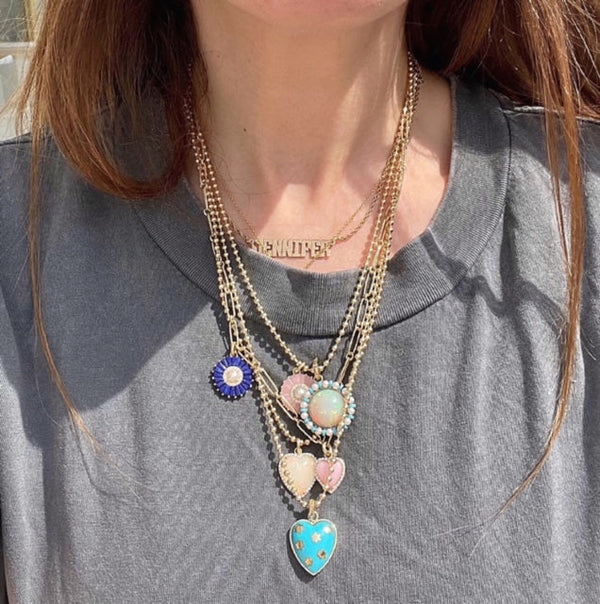 14k Gold Lapis Diamond & Pearl Emily Large Charm