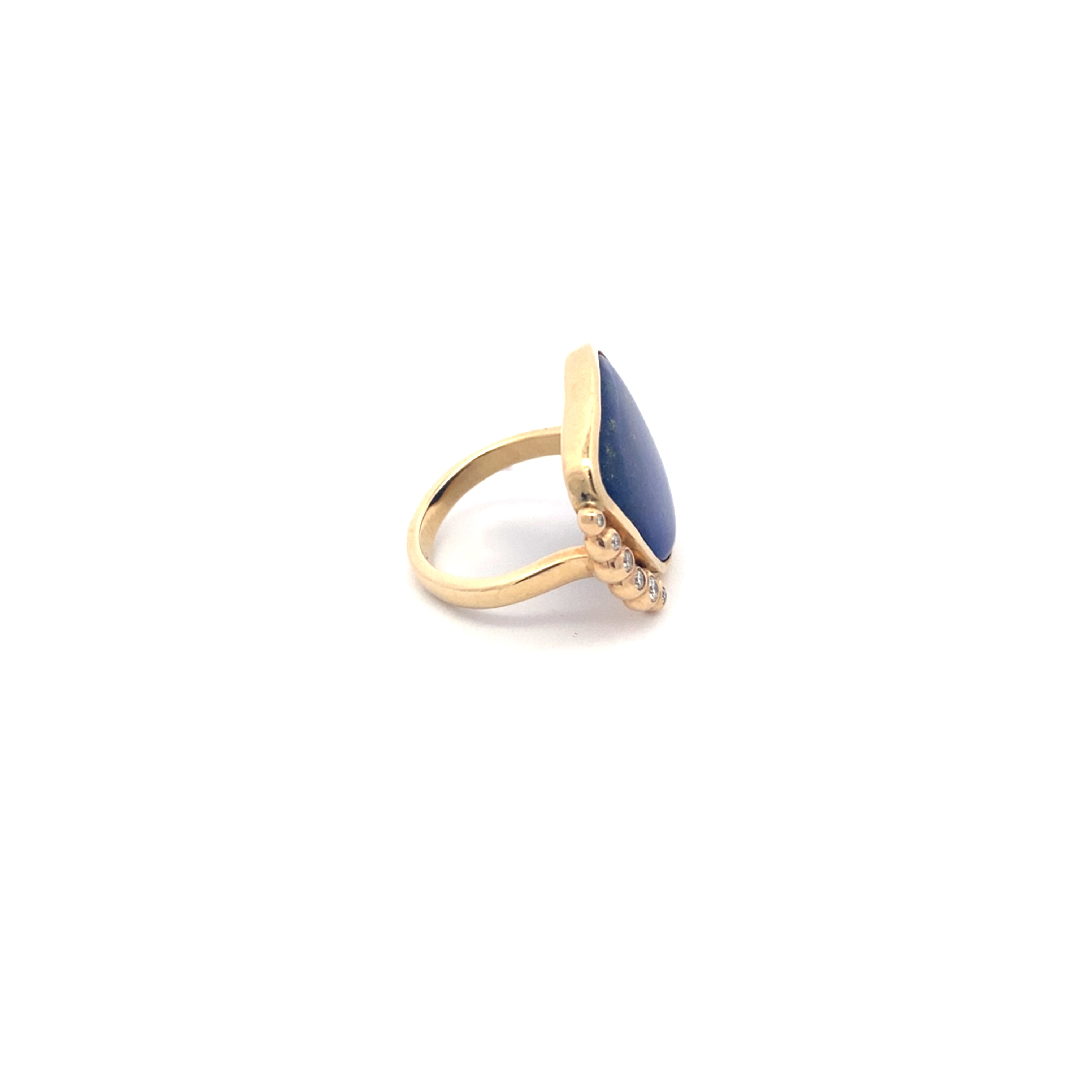 One of a kind lapis and diamond ring