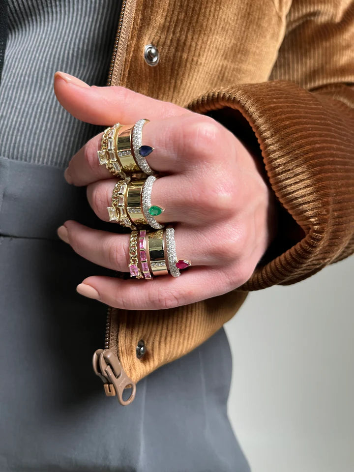 Type Stack Pave Blue Sapphire Ring