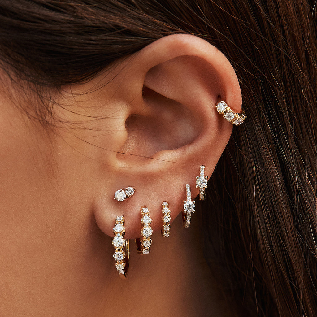 Prong Diamond Pave Mini Hoop