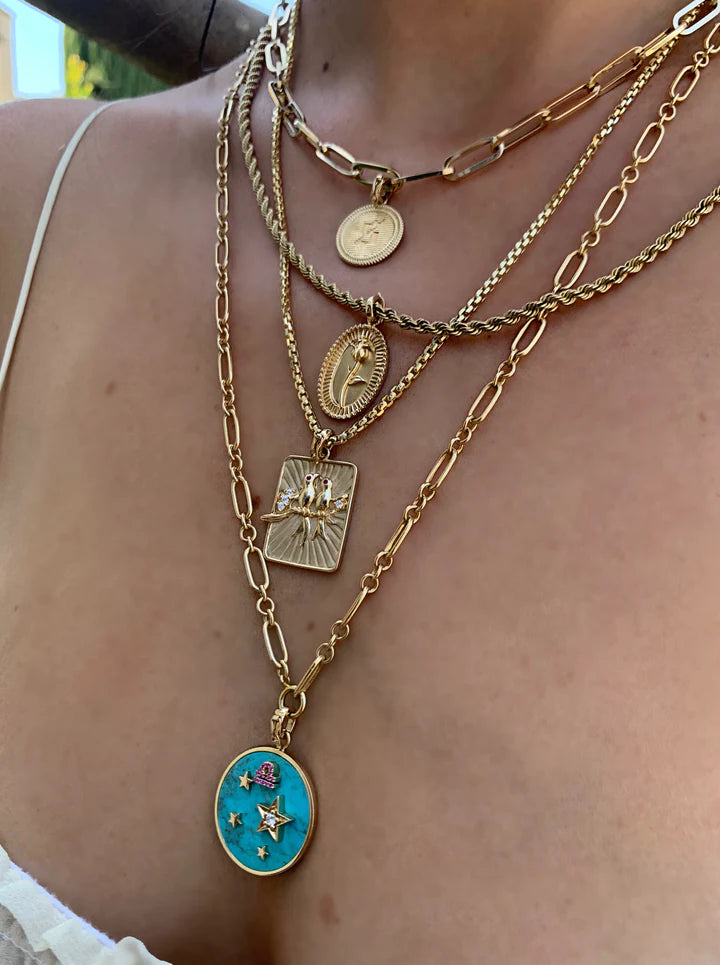 LARGE GEMSTONE ZODIAC CHARM