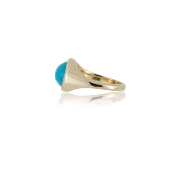 Turquoise Cabochon & Gold Signet Ring