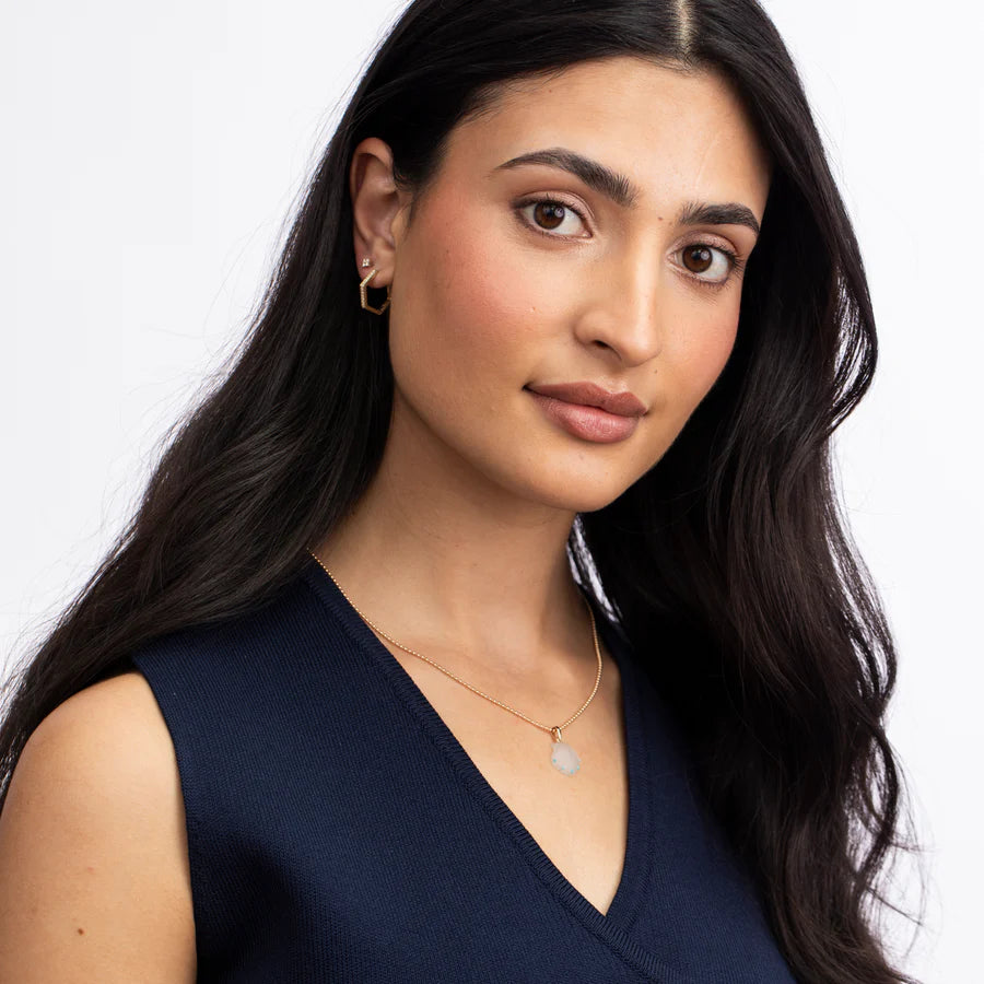 Turquoise and Quartz Scallop Shell Pendant