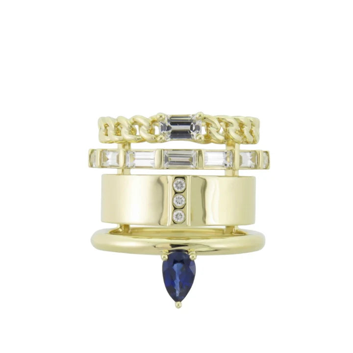 Type Stack Blue Sapphire Ring