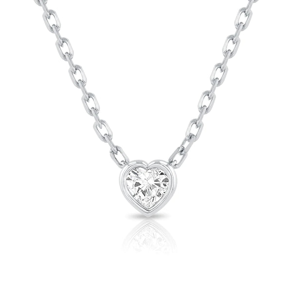 1.00 Carat Bezel Diamond Heart Necklace