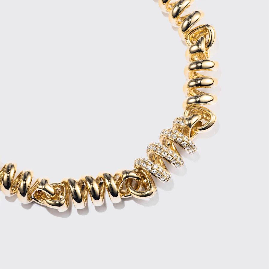 YELLOW GOLD SINGLE DIAMOND SLINKEE BRACELET