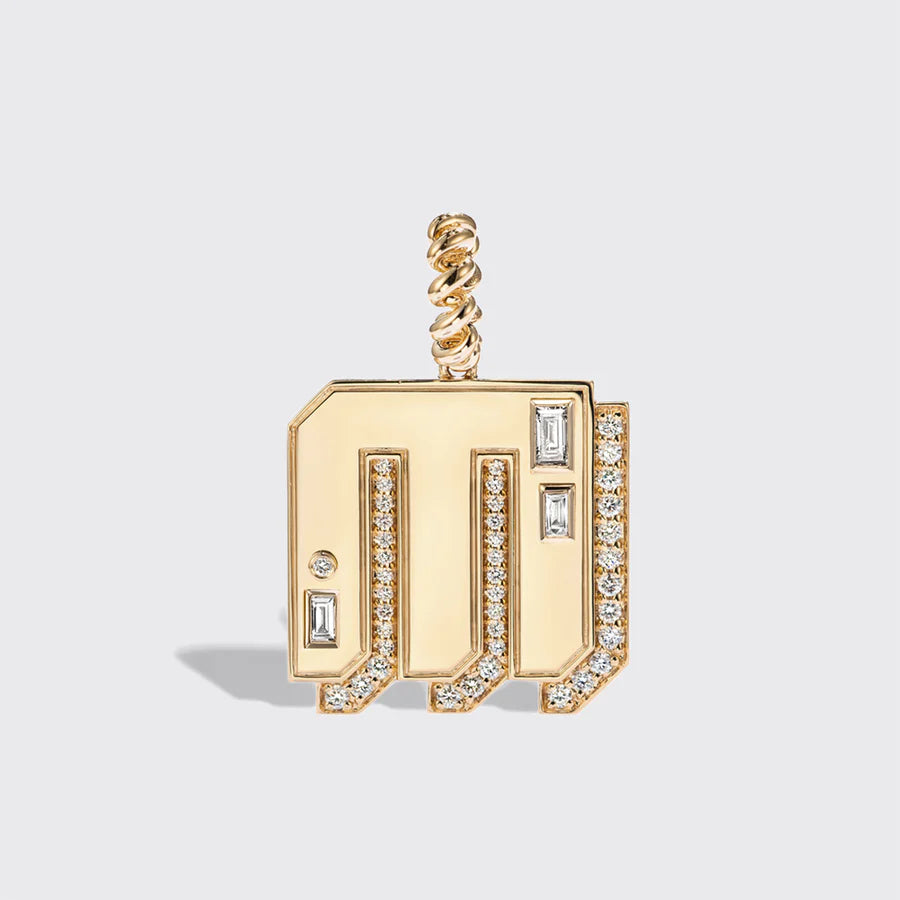 JUMBO YELLOW GOLD DIAMOND LETTER AND NUMBER PENDANT