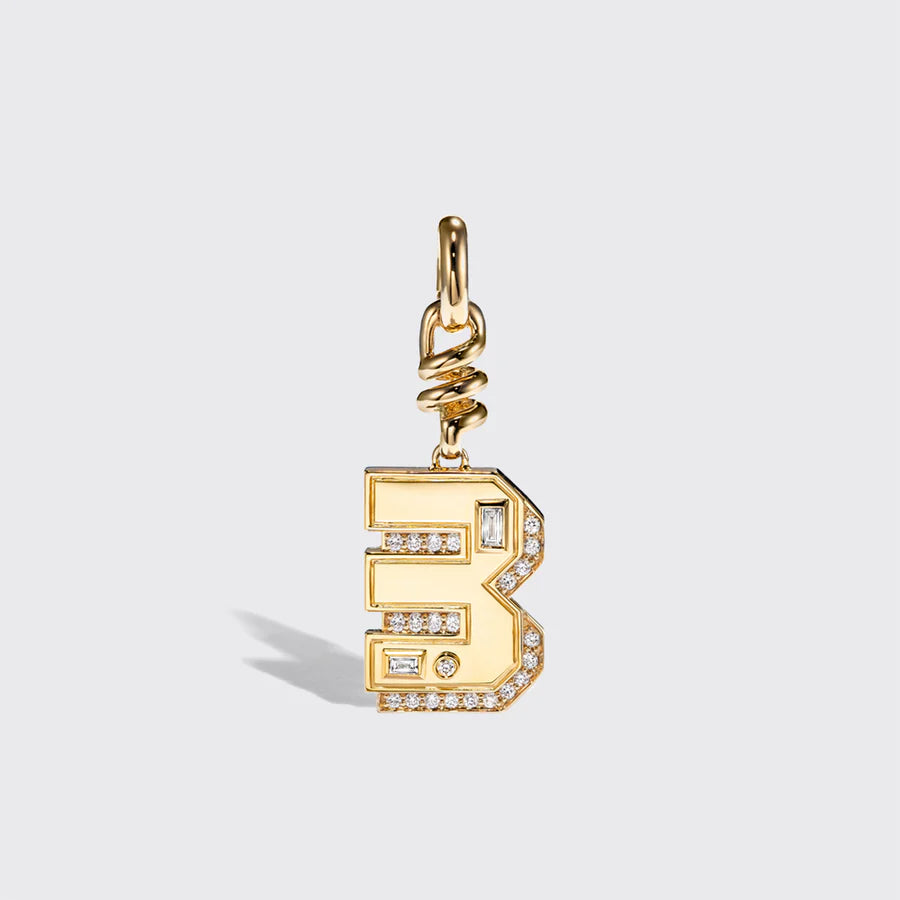 YELLOW GOLD DIAMOND LETTER AND NUMBER CHARM