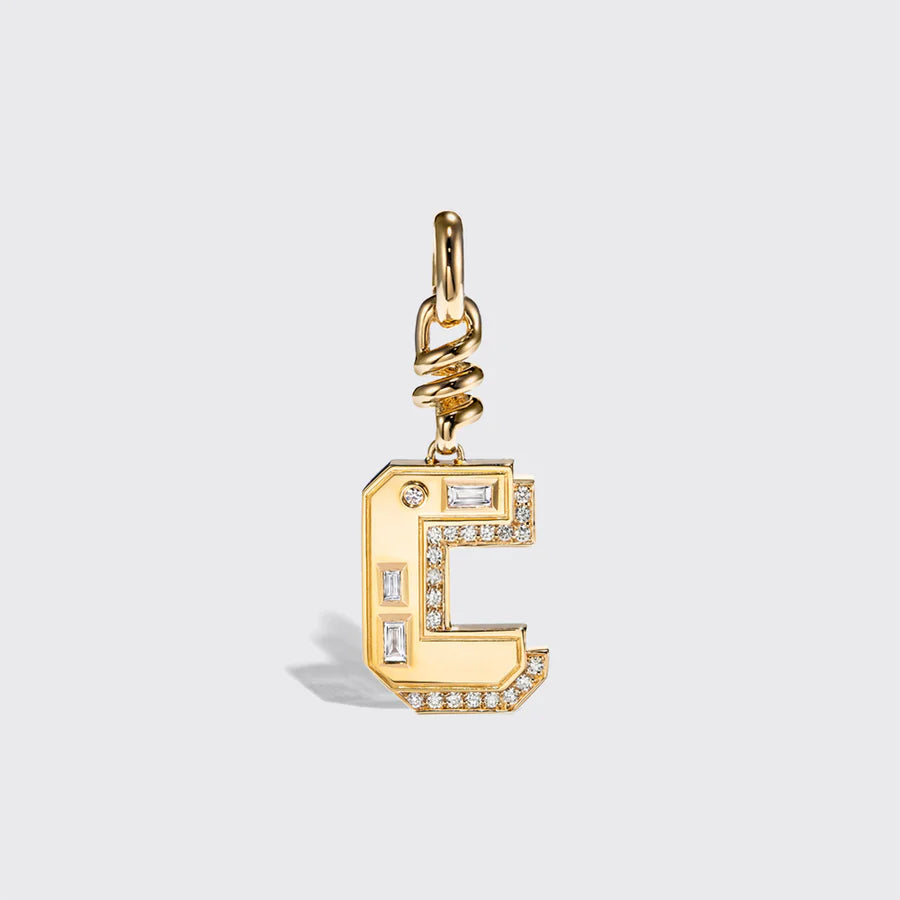 YELLOW GOLD DIAMOND LETTER AND NUMBER CHARM