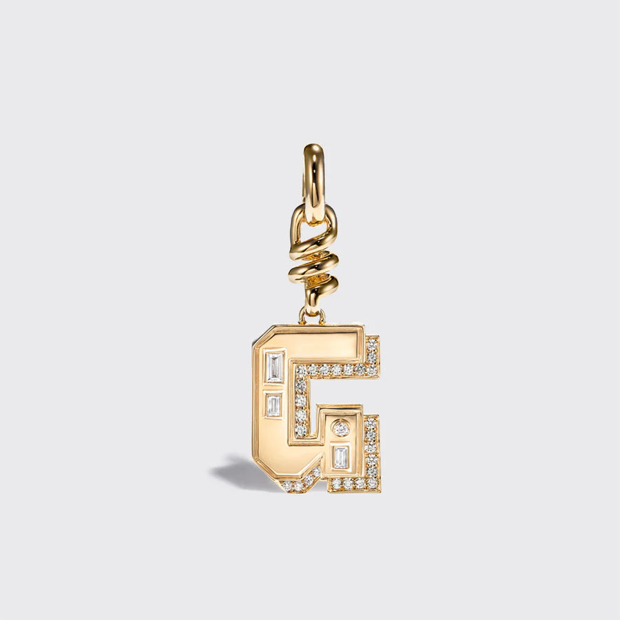 YELLOW GOLD DIAMOND LETTER AND NUMBER CHARM