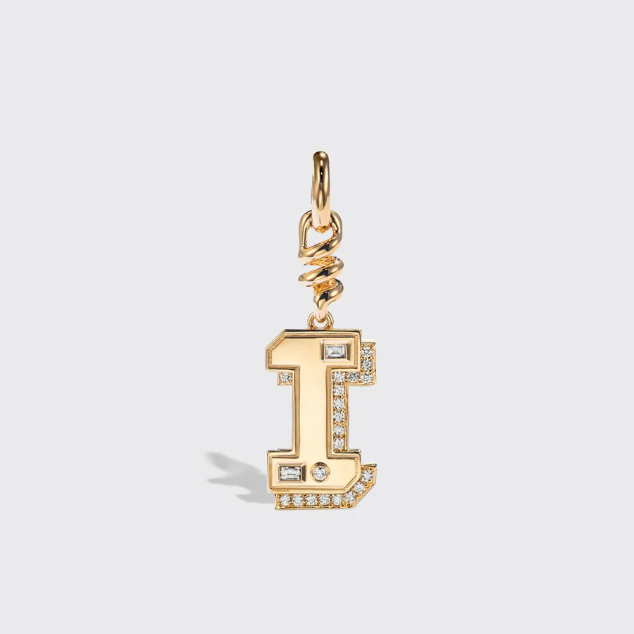YELLOW GOLD DIAMOND LETTER AND NUMBER CHARM