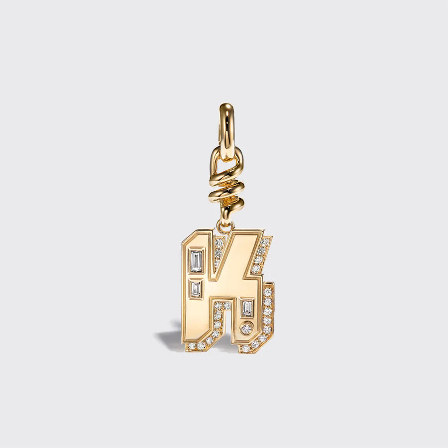 YELLOW GOLD DIAMOND LETTER AND NUMBER CHARM
