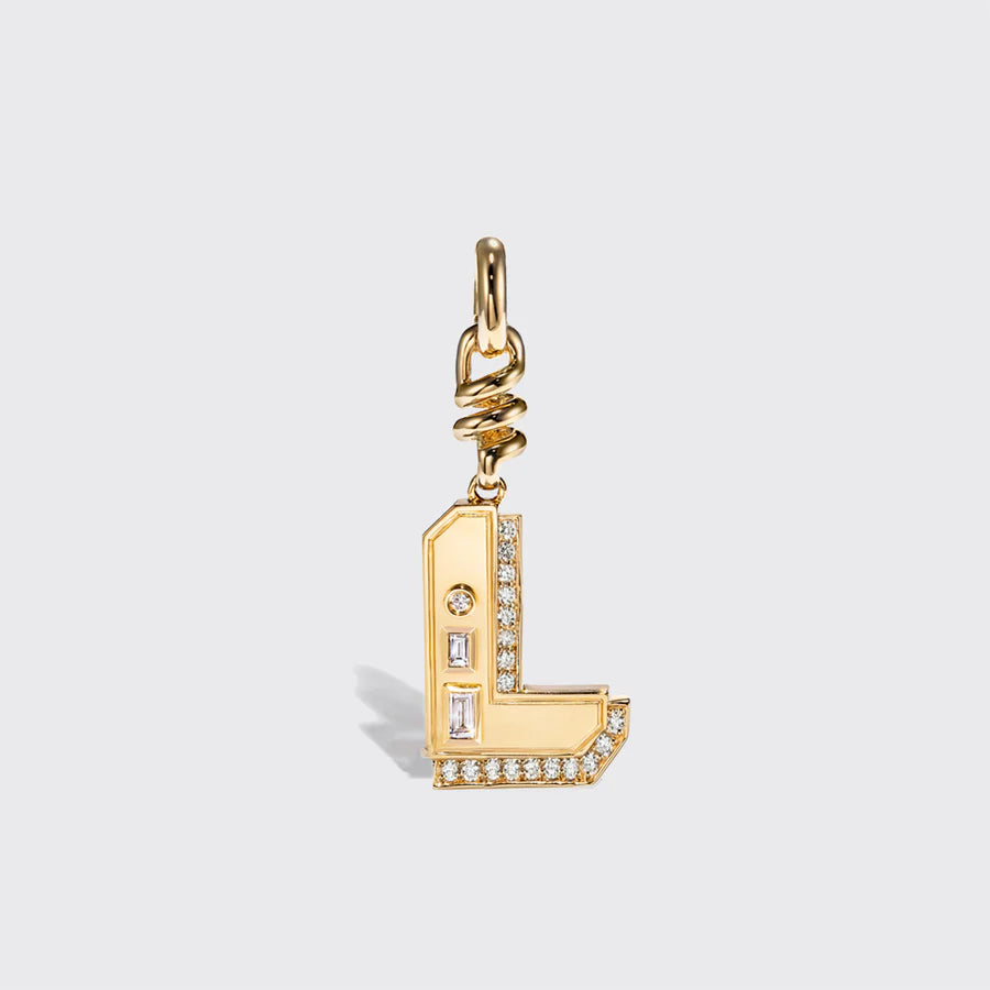YELLOW GOLD DIAMOND LETTER AND NUMBER CHARM