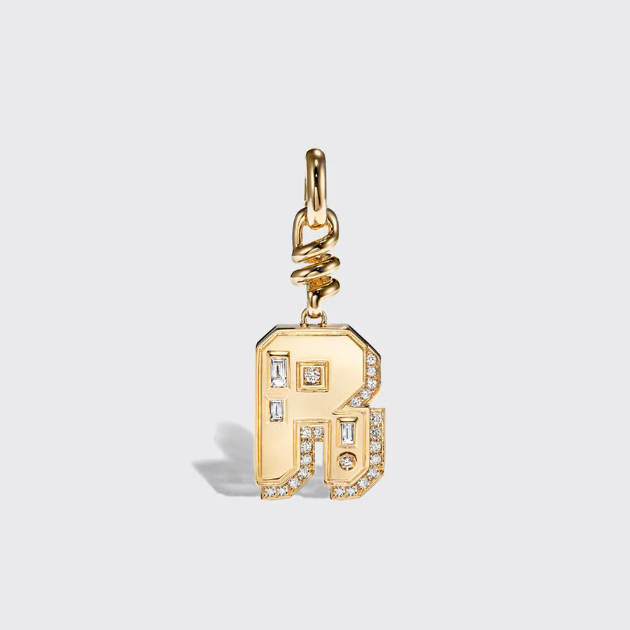 YELLOW GOLD DIAMOND LETTER AND NUMBER CHARM