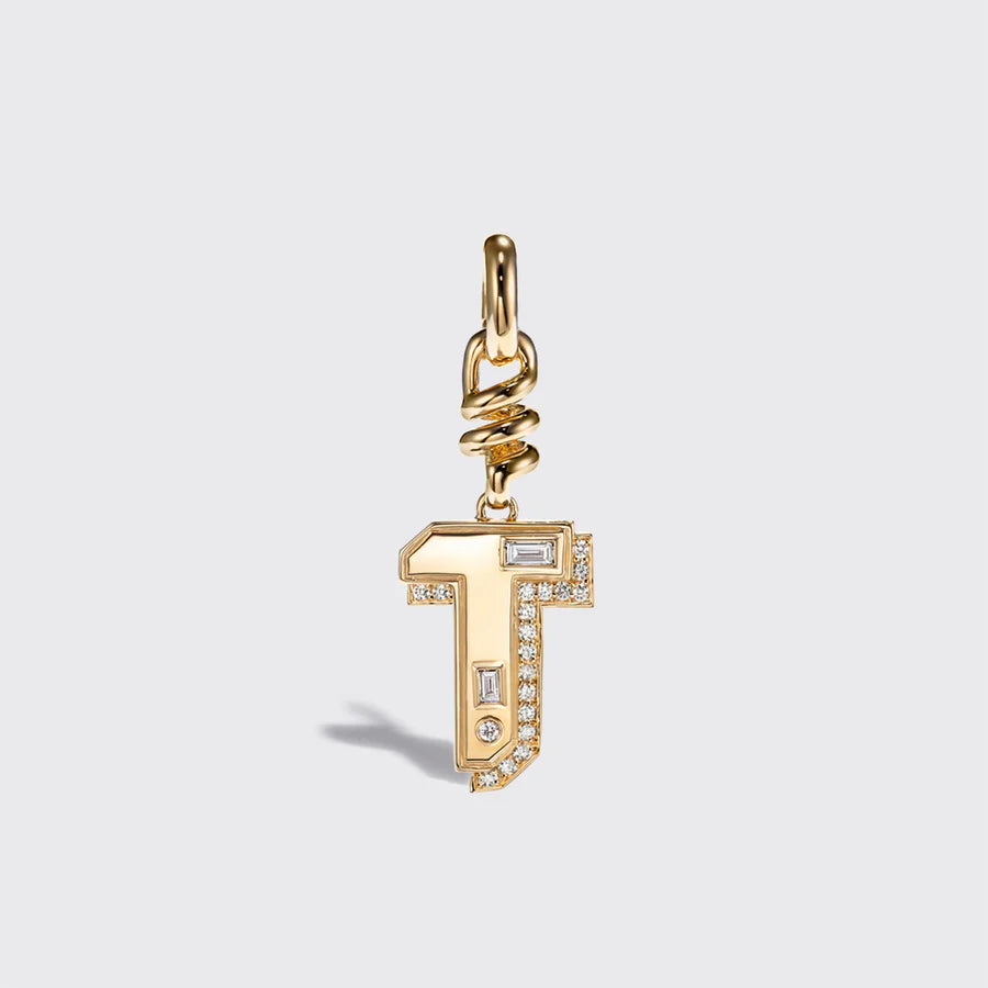 YELLOW GOLD DIAMOND LETTER AND NUMBER CHARM