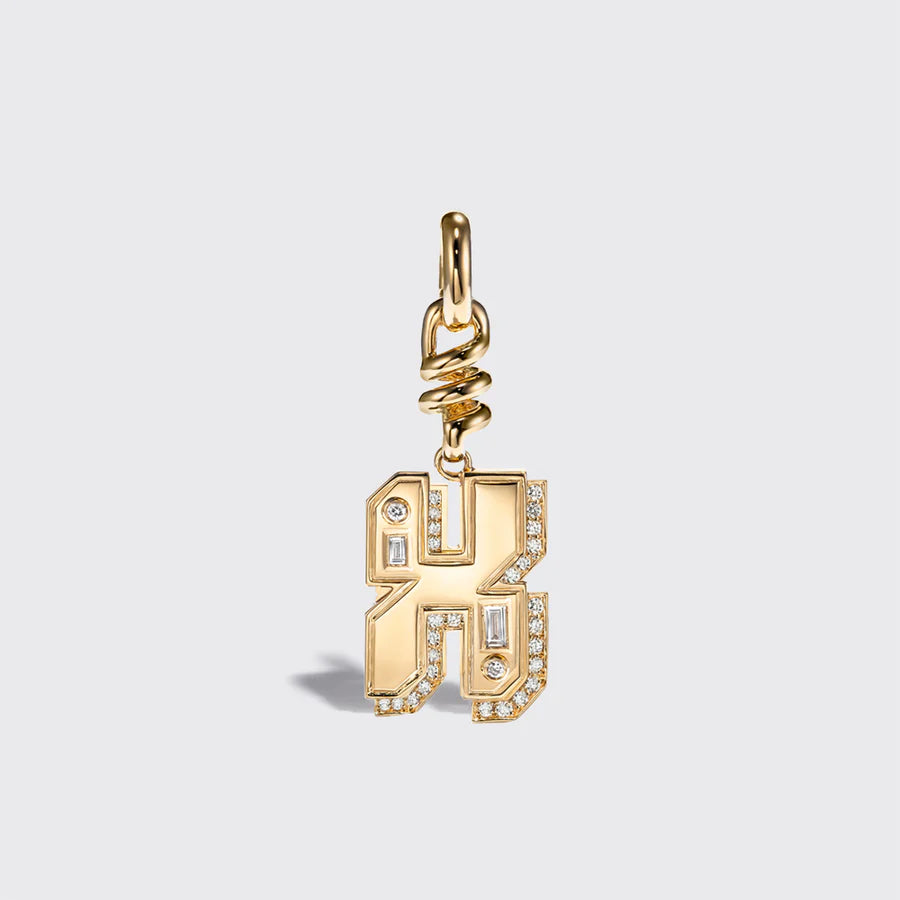 YELLOW GOLD DIAMOND LETTER AND NUMBER CHARM